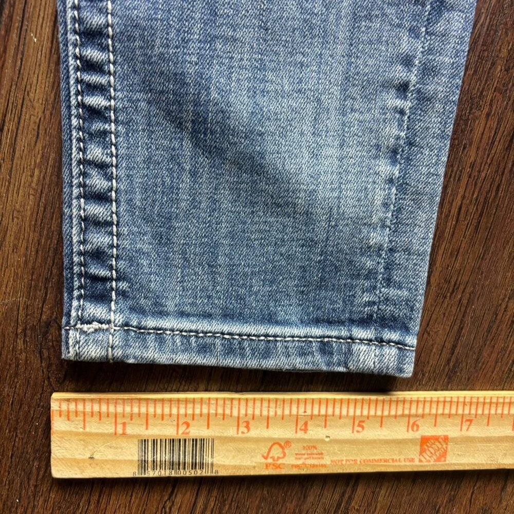 Miss Me Mid-Rise Skinny Jeans Sequin Angel Wings Distressed Light Wash Size 31 - Picture 9 of 11